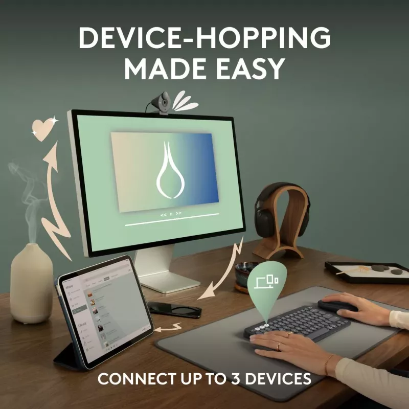 Logitech Pebble Keys 2 K380s toetsenbord universeel RF draadloos + Bluetooth QWERTY US International grafiet