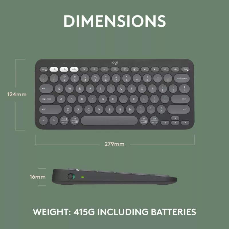Logitech Pebble Keys 2 K380s toetsenbord universeel RF draadloos + Bluetooth QWERTY US International grafiet