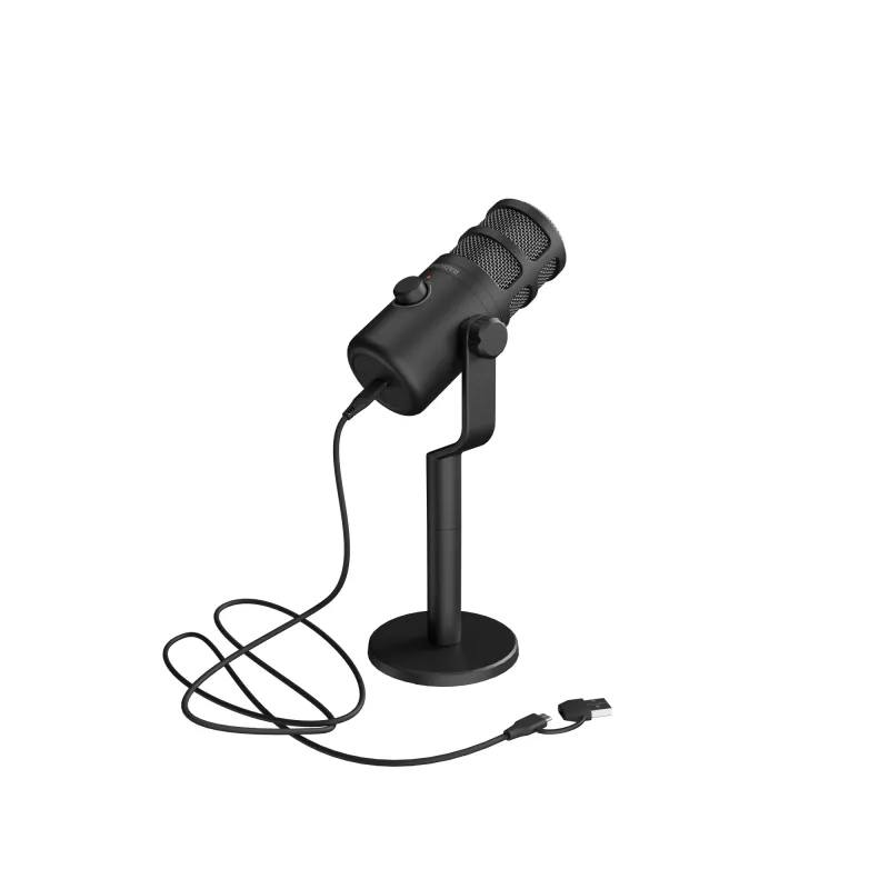 Bedrade pc-microfoon GENESIS Radium 350D – USB Type-A/Type-C, -48 dB gevoeligheid, 16–14.000 Hz, 2,5 m kabel, zwart