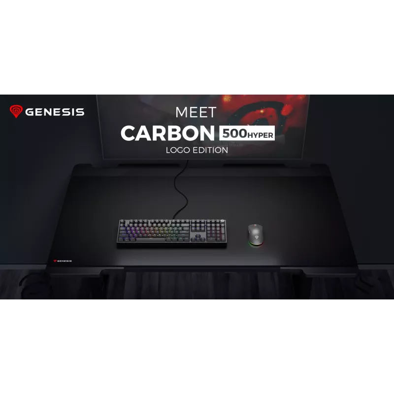 GENESIS Carbon 500 Hyper Logo, zwart, monochromatisch, stof, rubber, gaming-muispad