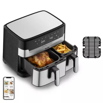 Tefal Dual Easy Fry & Grill EY905D Double 8,3 L tafelmodel 2700 W heteluchtfriteuse roestvrijstaal
