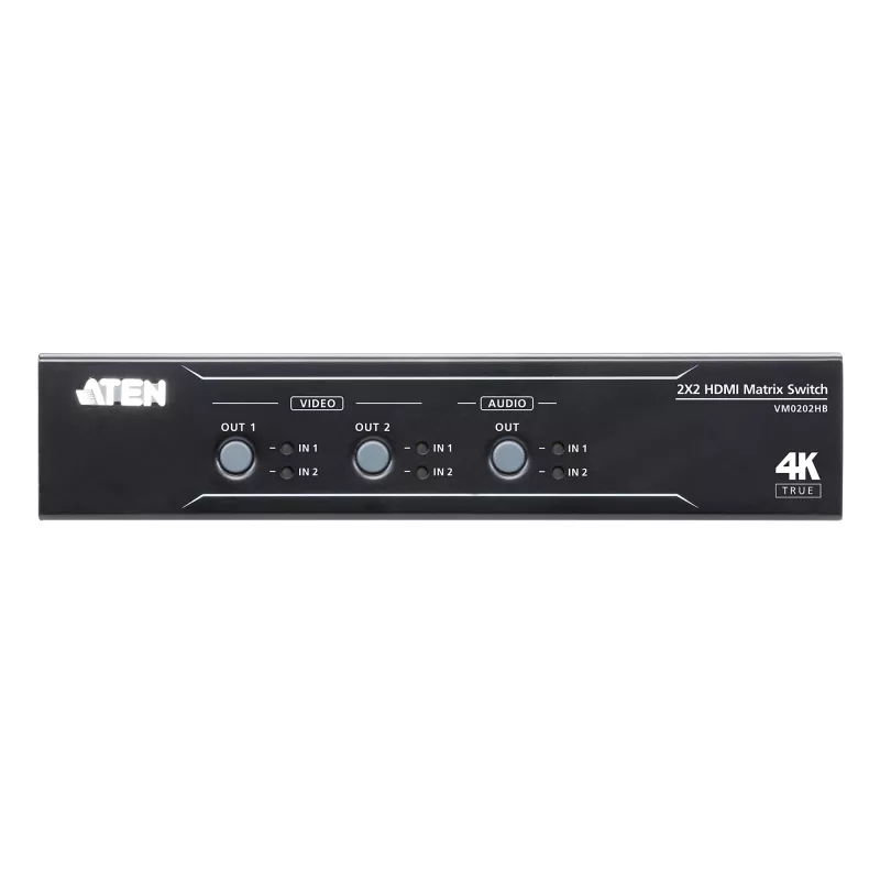 ATEN 2 x 2 True 4K HDMI Matrix Switch met audio-de-embedder