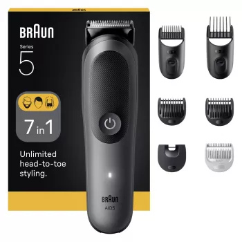 Braun Series 5 AIO5520 All-in-One 7-in-1 verzorgingsset, draadloos, 14 lengtestanden, zwart
