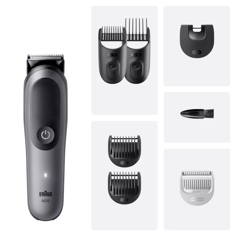 Braun Series 5 AIO5520 All-in-One 7-in-1 verzorgingsset, draadloos, 14 lengtestanden, zwart
