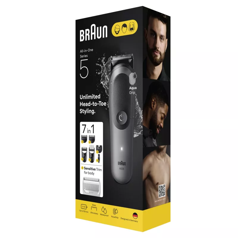 Braun Series 5 AIO5520 All-in-One 7-in-1 verzorgingsset, draadloos, 14 lengtestanden, zwart