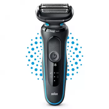 Foliescheerapparaat BRAUN Series 5 51-M1000s — 3-kops, nat & droog, Li-ion accu, snelladen, zwart/blauw