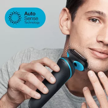 Foliescheerapparaat BRAUN Series 5 51-M1000s — 3-kops, nat & droog, Li-ion accu, snelladen, zwart/blauw