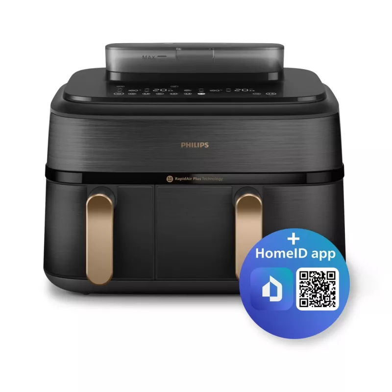 Philips 5000 Serie NA552/00 friteuse dubbel 9 l tafelmodel 2750 W heteluchtfriteuse zwart, goud