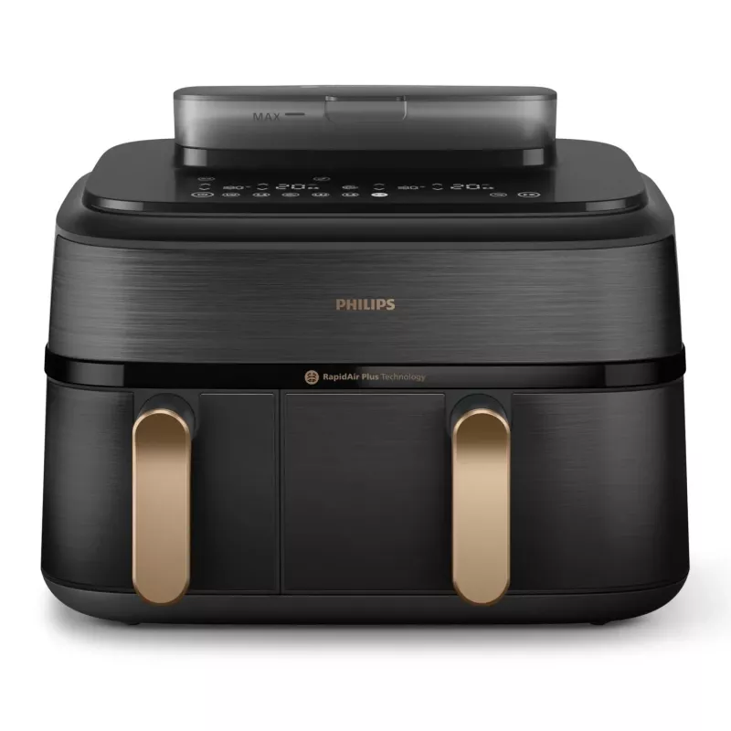 Philips 5000 Serie NA552/00 friteuse dubbel 9 l tafelmodel 2750 W heteluchtfriteuse zwart, goud