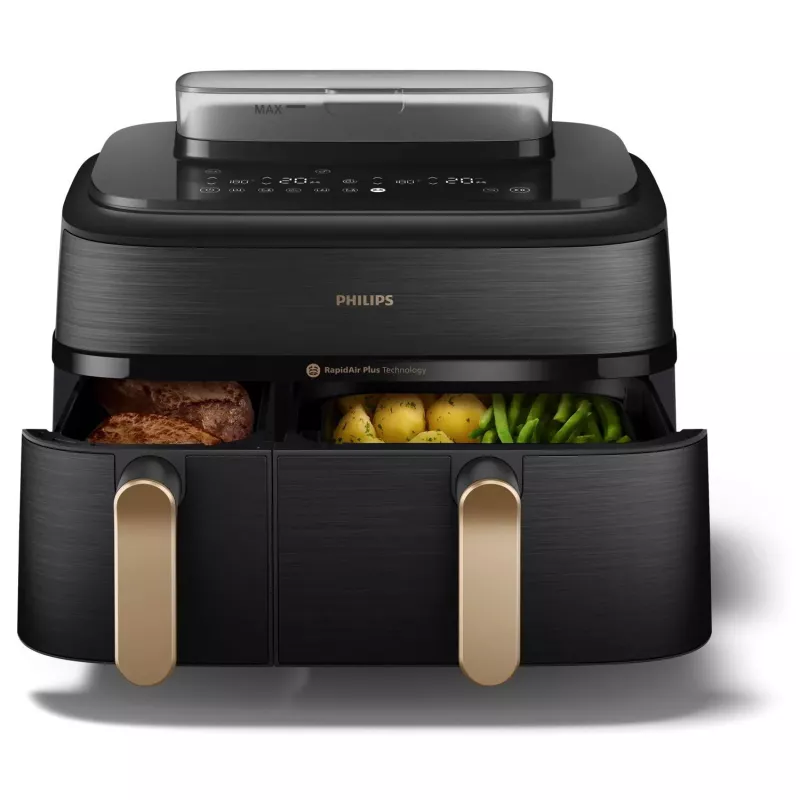 Philips 5000 Serie NA552/00 friteuse dubbel 9 l tafelmodel 2750 W heteluchtfriteuse zwart, goud