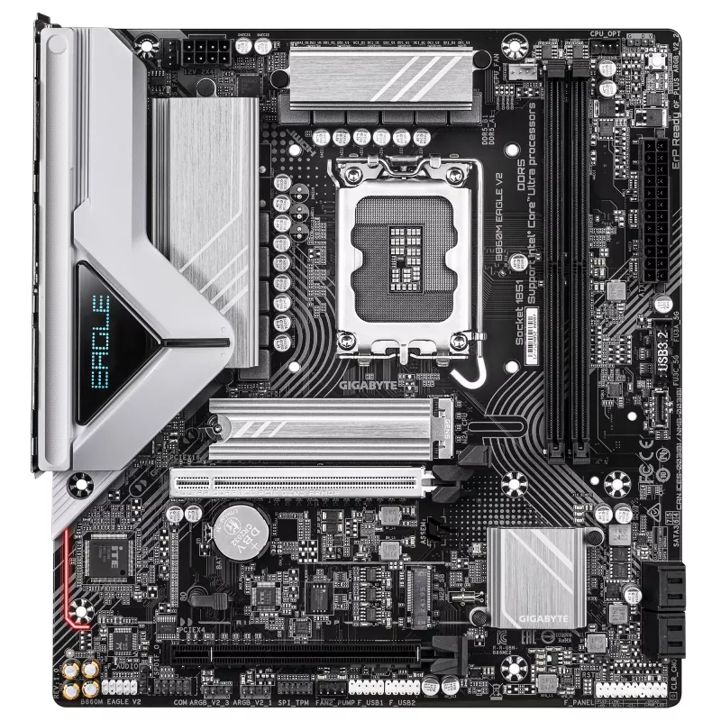 Moederbord GIGABYTE B860M EAGLE V2 — Micro ATX, LGA 1851, Intel B860, 2 DIMM DDR5 tot 9066 MHz, PCIe 5.0, 2.5GbE