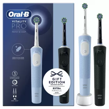 Oral-B Vitality Pro Duo roterend-oscillerende tandenborstel voor volwassenen, zwart, blauw, wit