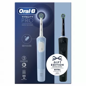 Oral-B Vitality Pro Duo roterend-oscillerende tandenborstel voor volwassenen, zwart, blauw, wit