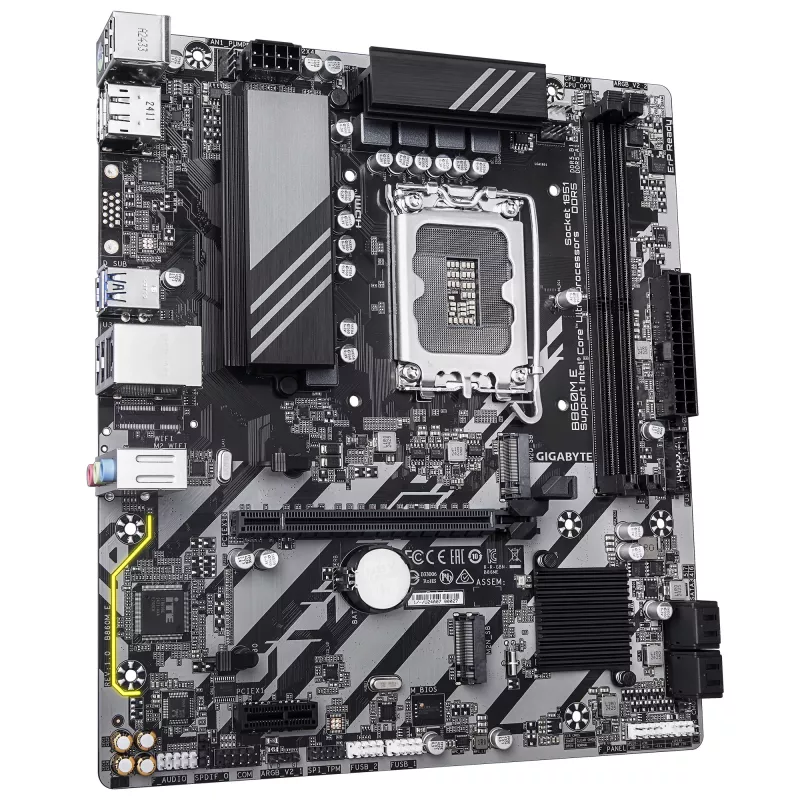 Micro-ATX-moederbord GIGABYTE B860M E — LGA 1851 voor Intel Core Ultra, DDR5 tot 8800 MHz (O.C.), 2×PCIe 4.0 M.2, 1GbE