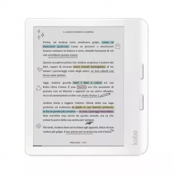 E-bookreader Kobo Libra Colour 7 inch E Ink Kaleido, 32 GB, Wi-Fi, Bluetooth, waterdicht, wit