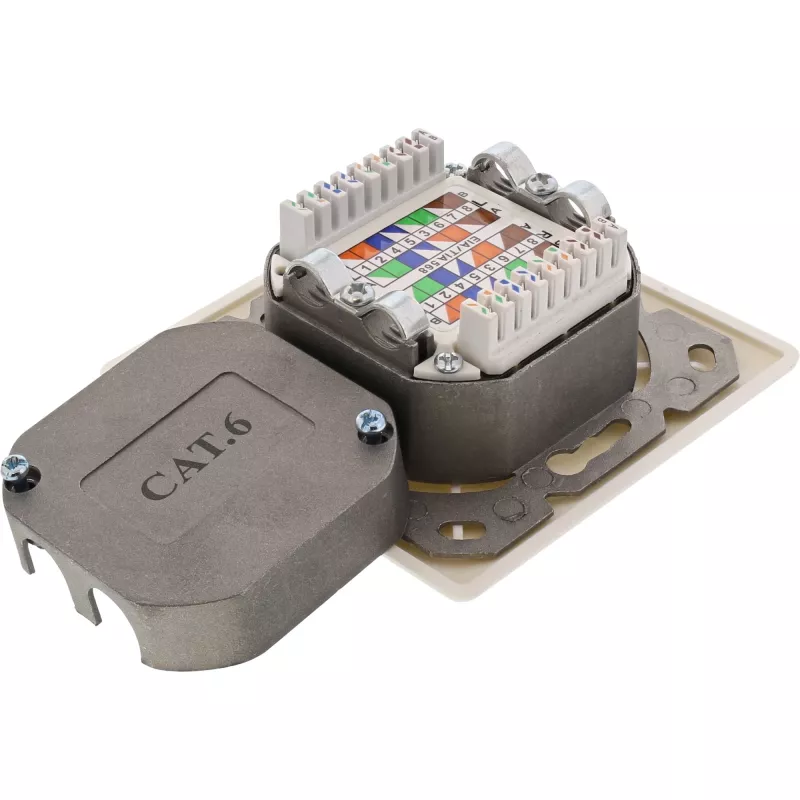 Wandcontactdoos InLine Cat.6 2x RJ45 horizontaal — opbouw- of inbouwmontage