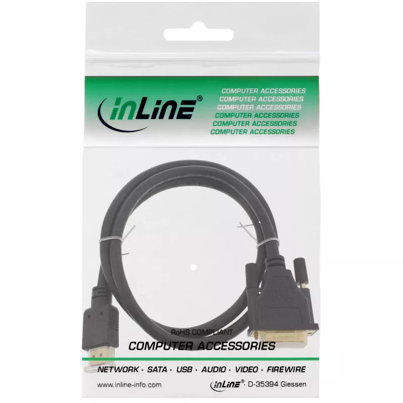 InLine HDMI naar DVI-kabel stekker / 18+1 stekker verguld 1,5m