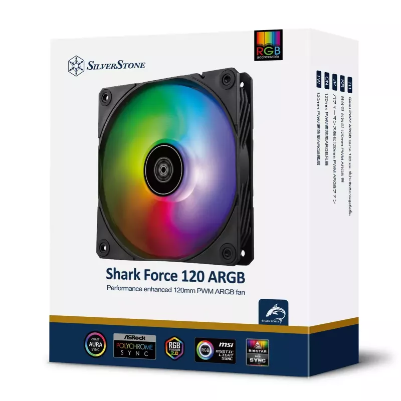 SilverStone Shark Force SST-SF120B-ARGB 120 mm behuizingsventilator, ARGB, zwart