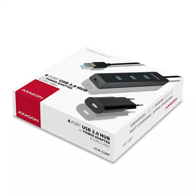 Axagon HUE-S2BP 4x USB 3.0 LAADHUB met 1,2 m kabel incl. voeding