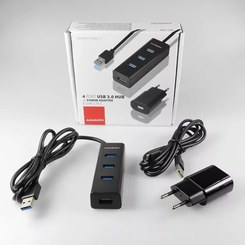 Axagon HUE-S2BP 4x USB 3.0 LAADHUB met 1,2 m kabel incl. voeding