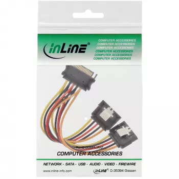 InLine SATA-stroom-Y-kabel bus / 2x stekker met veiligheidsvergrendeling, 0,15m