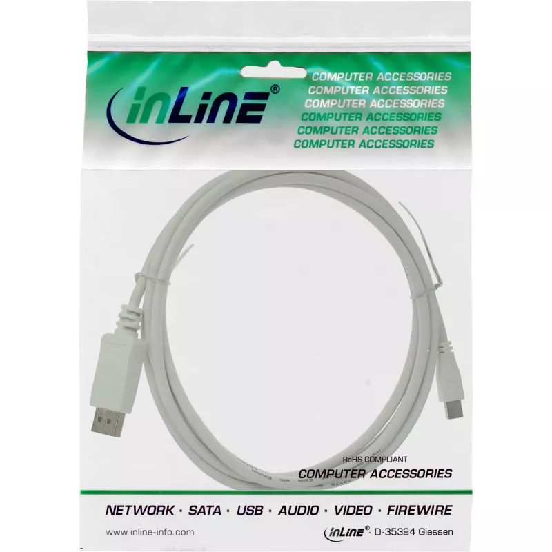 InLine Mini DisplayPort naar DisplayPort-kabel wit 2m