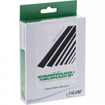 InLine kabel sleeving + krimpkous set zwart