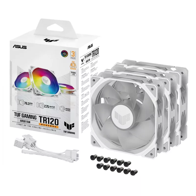 ASUS TUF GAMING TR120 ARGB REVERSE 3IN1 wit computerbehuizing luchtkoeler 12 cm
