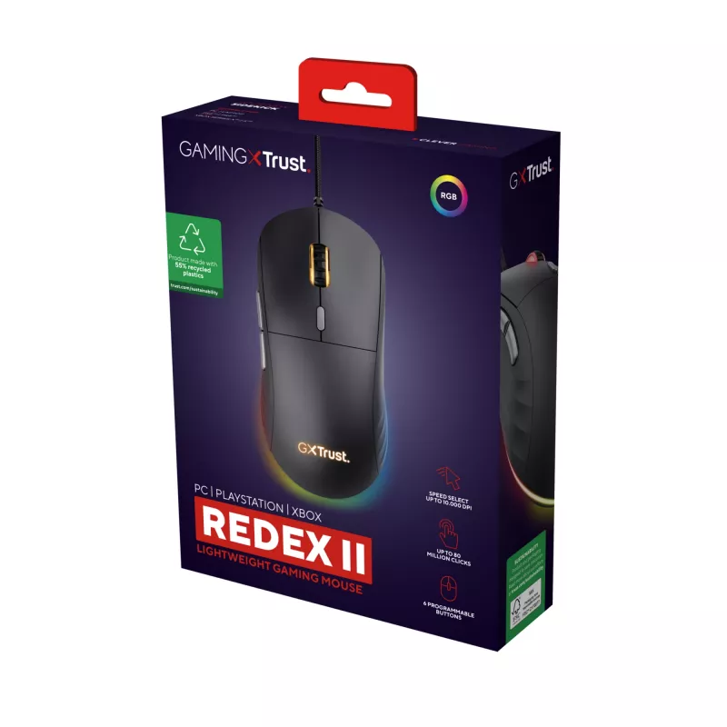 Trust GXT 925 REDEX II muis gaming rechtshandig USB Type-A laser 10000 DPI