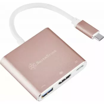 USB-C naar HDMI video-adapter SILVERSTONE EP08 (USB-C 3.1, HDMI) roze