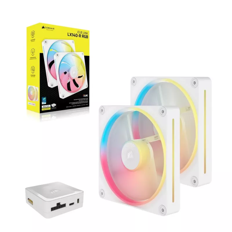 CORSAIR Icue Link Lx140-r RGB 140mm PWM Reverse ventilator starterkit - wit