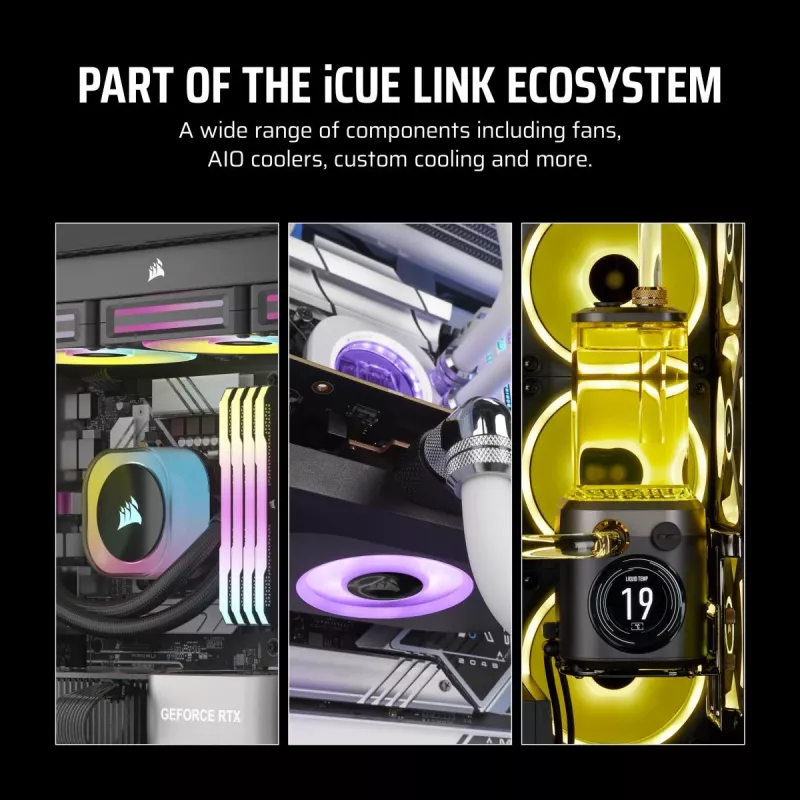 CORSAIR Icue Link Lx140-r RGB 140mm PWM Reverse ventilator starterkit - wit