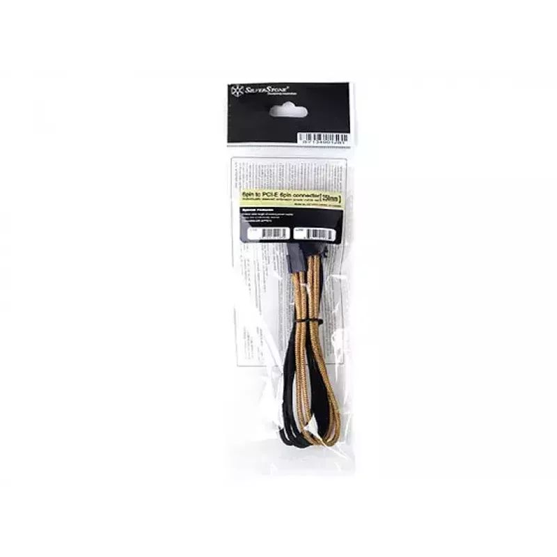 SilverStone PP07-IDE6BG verlengkabel van 6-pins PCIe naar 6-pins PCIe, 250 mm, zwart/goud