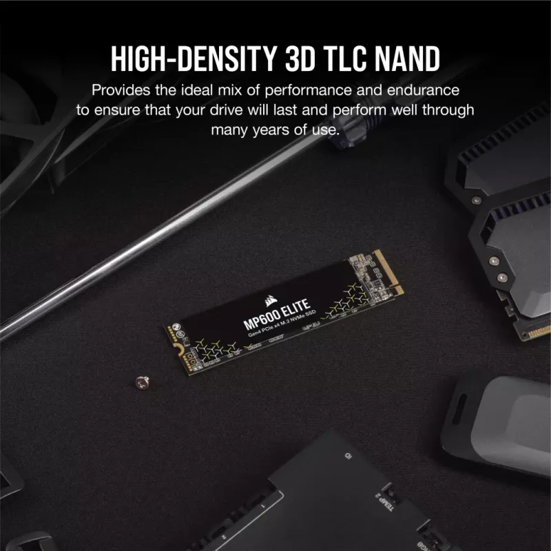 Corsair MP600 Elite CSSD-F1000GBMP600ENH SSD, 1 TB, M.2 2280, PCIe 4.0 x4 NVMe, 3D TLC, 256-bits AES-codering