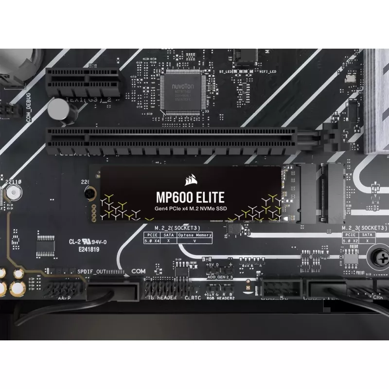 Corsair MP600 Elite CSSD-F1000GBMP600ENH SSD, 1 TB, M.2 2280, PCIe 4.0 x4 NVMe, 3D TLC, 256-bits AES-codering