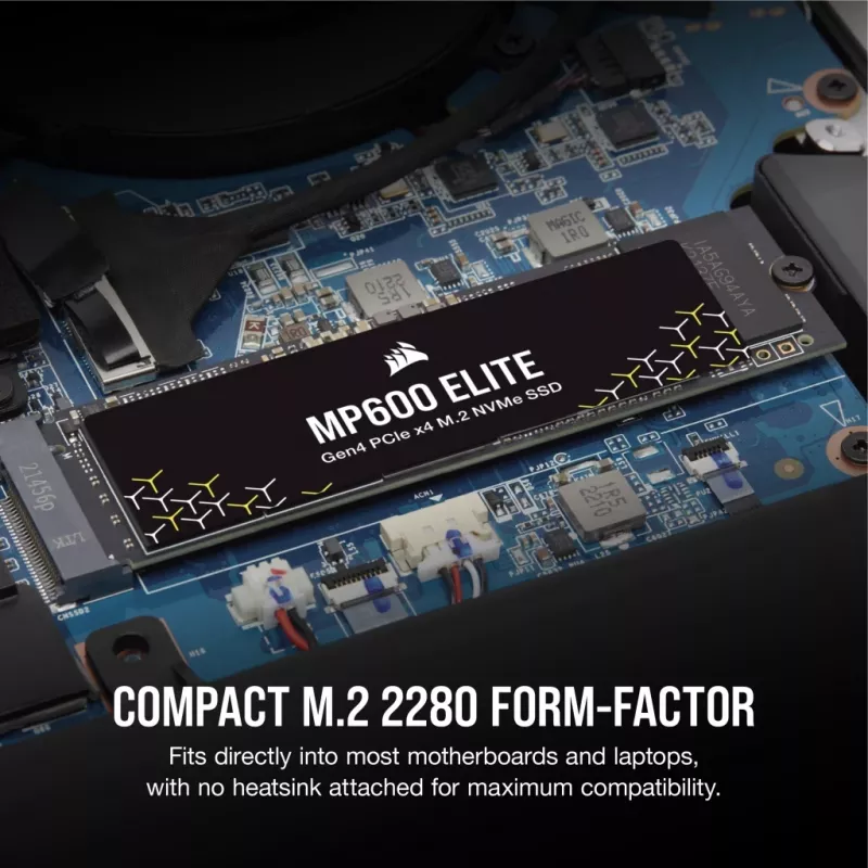 Corsair MP600 Elite CSSD-F1000GBMP600ENH SSD, 1 TB, M.2 2280, PCIe 4.0 x4 NVMe, 3D TLC, 256-bits AES-codering