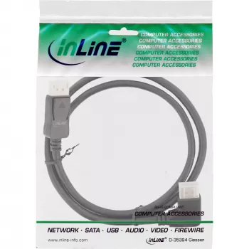 InLine DisplayPort 1.4-kabel, 8K4K, haaks, zwart/goud, 2 m