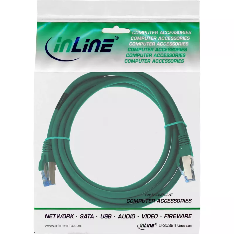 InLine Patchkabel S/FTP PiMF Cat.6A halogeenvrij 500MHz groen 1.5m