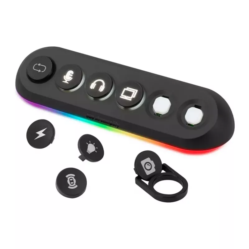 Streamplify HUB DECK 5 USB-hub, 4x USB 3.0, 1x USB 2.0, RGB, 12V, EU-netsnoer, zwart