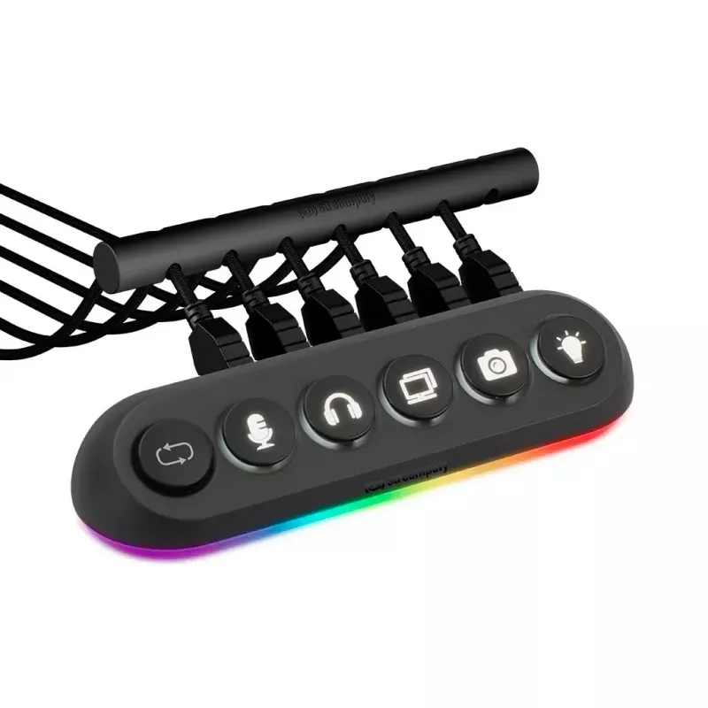 Streamplify HUB DECK 5 USB-hub, 4x USB 3.0, 1x USB 2.0, RGB, 12V, EU-netsnoer, zwart
