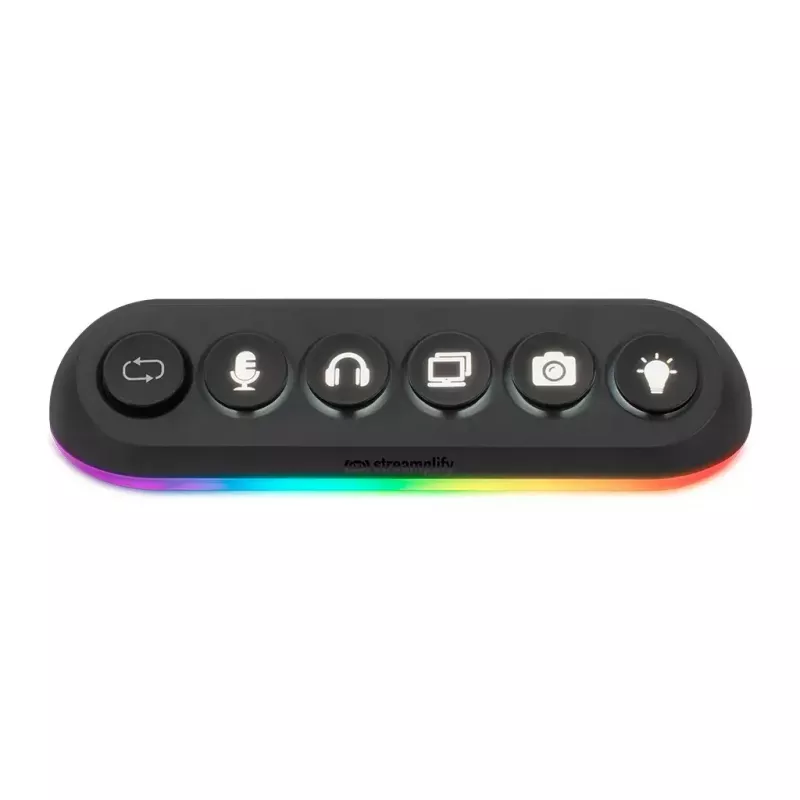 Streamplify HUB DECK 5 USB-hub, 4x USB 3.0, 1x USB 2.0, RGB, 12V, EU-netsnoer, zwart