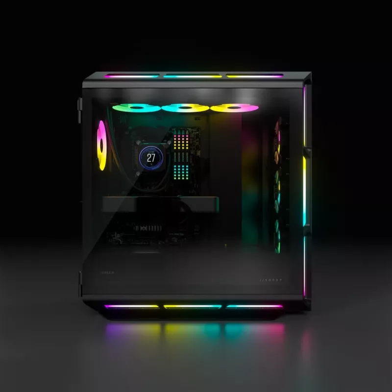 CORSAIR mid-tower ATX pc-behuizing – iCUE 5000T – RGB gehard glas – zwart