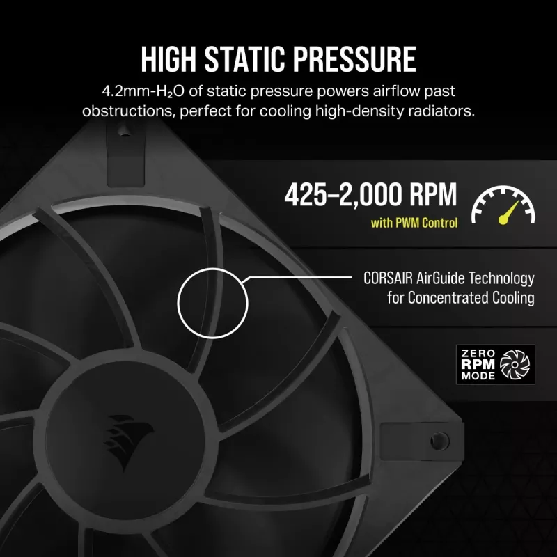 Ventilator Corsair RS120 MAX 12 cm zwart 2000 RPM 3 stuks