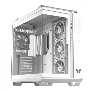 PC-behuizing ASUS TUF GAMING GT502 Horizon TG ARGB wit — midi tower, ATX, gehard glas, 4×3,5-inch vakken, max. GPU 400 mm