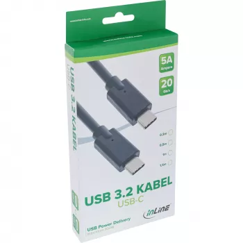USB 3.2 Gen.2x2 kabel InLine 35701A 1m USB-C stekker/stekker zwart