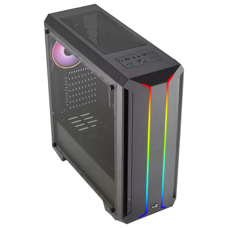 Aerocool SKYLINEV2BK PC ATX behuizing dual frontpaneel LED ARGB ventilator ARGB 12cm zwart