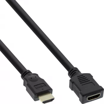 InLine HDMI-kabel, High Speed HDMI-kabel, M/F, zwart, vergulde contacten, 5 m