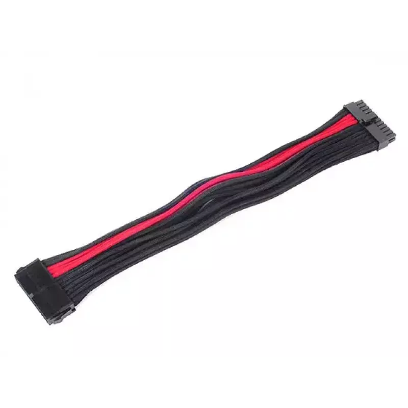 SilverStone SST-PP07-MBBR ATX 24-pins verlengkabel, 0,3 m, zwart/rood