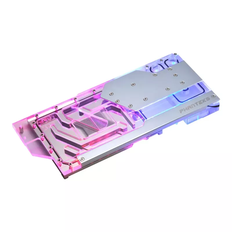 Waterblok + backplate Phanteks Glacier G40 acryl koper grijs transparant