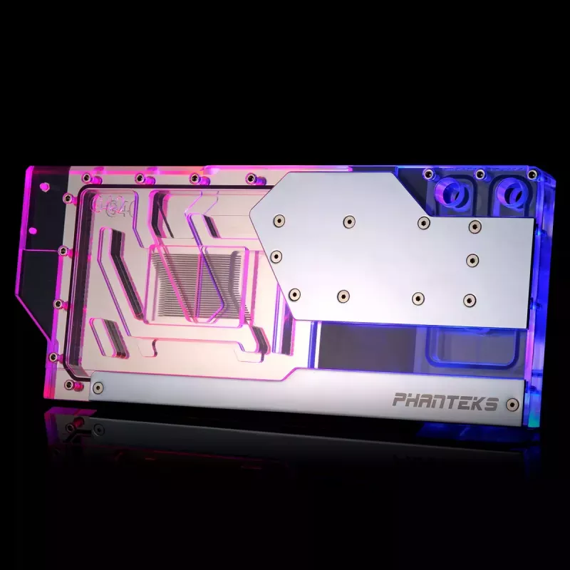 Waterblok + backplate Phanteks Glacier G40 acryl koper grijs transparant